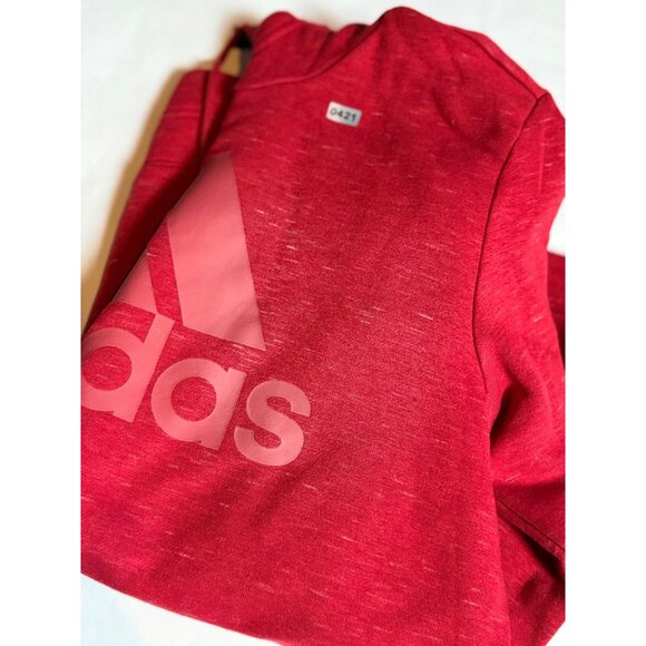 Adidas Womens Red maroon Hoodie Sweatshirt M 12-14 Logo Print Drawstring Comfor - Picture 13 of 15